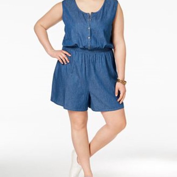 Stoosh Tops - NWT Stoosh Trendy Plus Size 3X Chambray Romper